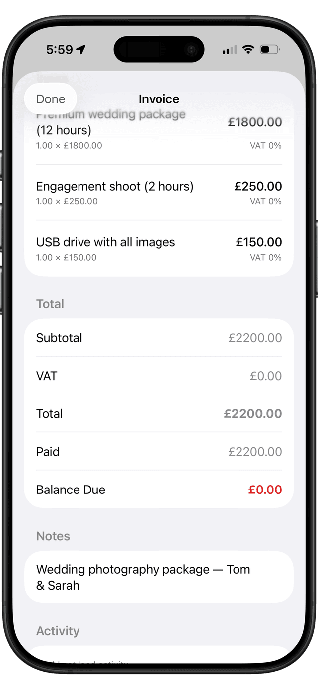 Invoicing & Quotes screenshot